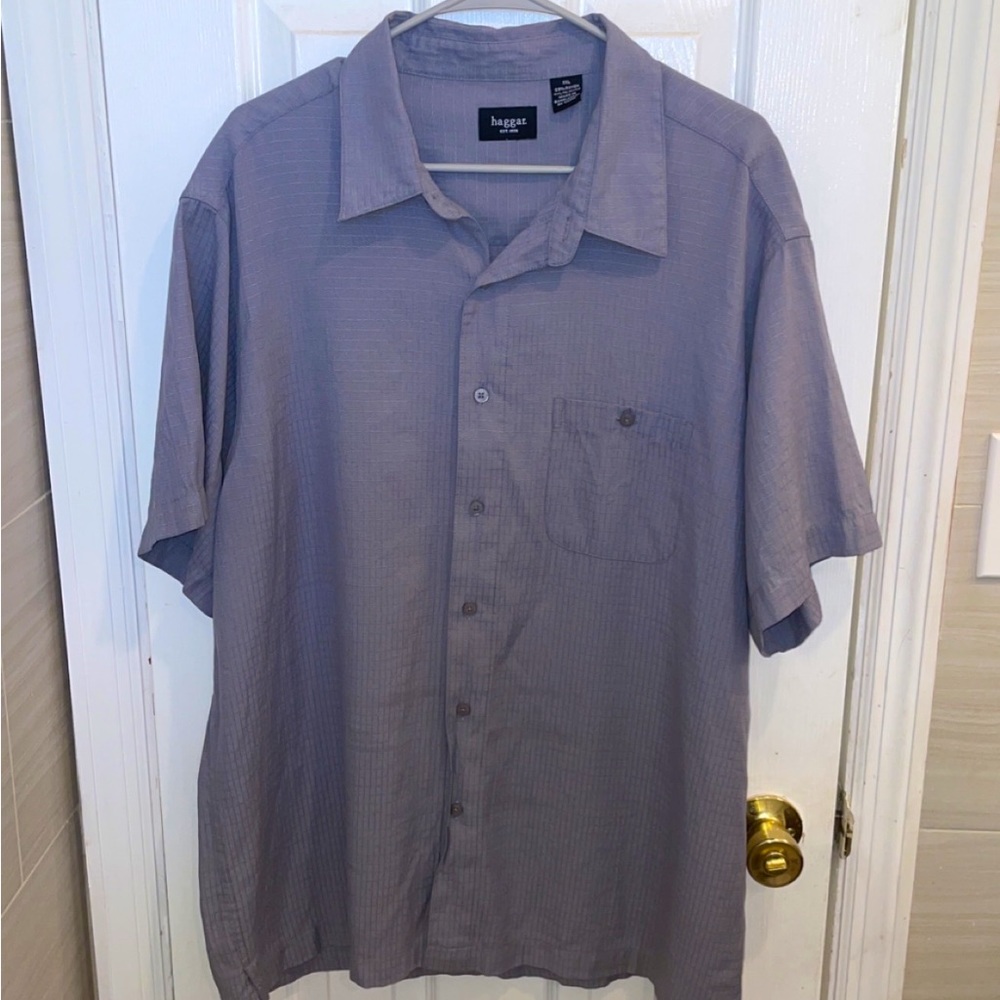 NWOT Haggar gray short sleeve button down size XXL